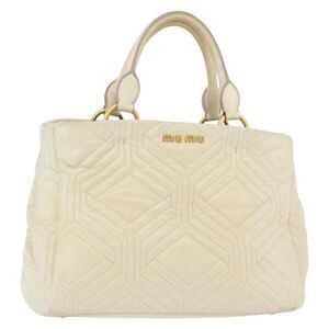 Miu Miu Beau Top Handle Leather Beige Leather Handbag